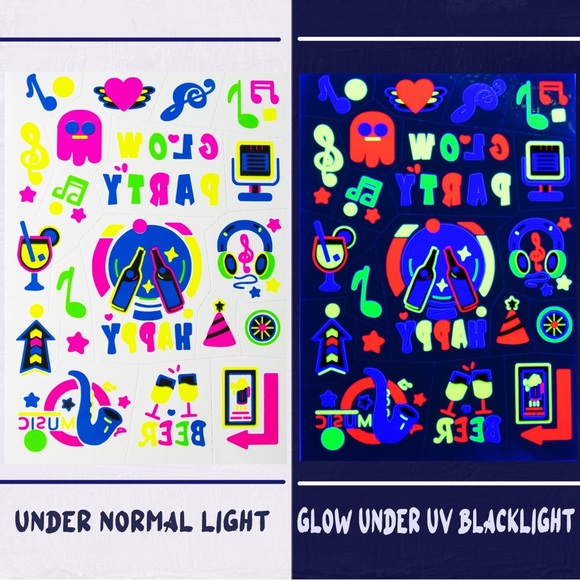 Glow in the Dark UV Neon Temporary Tattoos - Picture 5 of 7